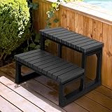 Hot Tub Steps Grey Spa Steps, Indoor Outdoor 2-Step Hot Tub Pool for Round or Straight Side Spa, Swimming Pool, RV
