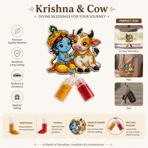 Image of CraftVatika Haldi Kumkum Return Gifts in Bulk Festive Decor, Pasupu Haldi Bottle Krishna Cow Cutout, Thamboolam Return Gifts for Wedding Pooja, Rakhi, Navratri Diwali Gift for Family Friends (15 Pcs)