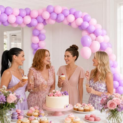 Image of Pink Purple Link Balloons,120Pcs Linking Balloons for Party Decorations
