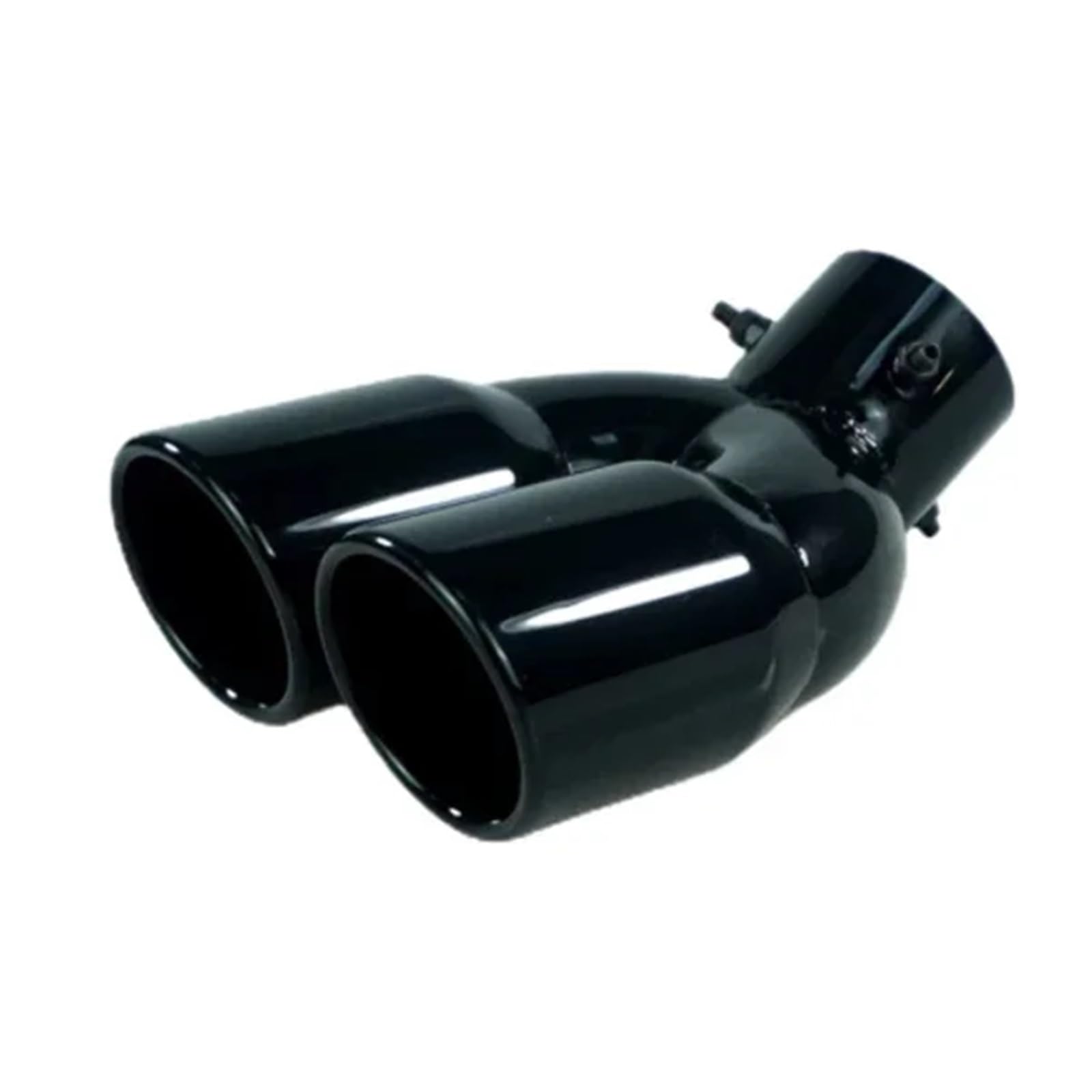 Uniwersalny 63mm Samochodowy Wlot Podwójny Tylny Wydech Końcówka Rury Wydechowej Czarny Stal Nierdzewna(Black W)