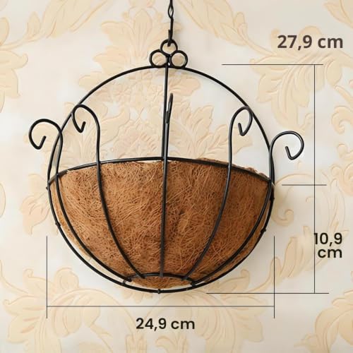 Miniatura 2 de Tosnail Pvc Coated Metal Colgar En La Pared Maceta Cesta Con Coco Maletero Ideal Para Interior O Exterior Plantas Pack De 2