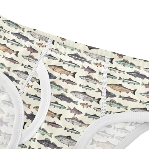 Boys' Exclusive Briefs Toddler Underwear 95% Combed Cotton Boxerbriefs 2T School Of Fish 1044