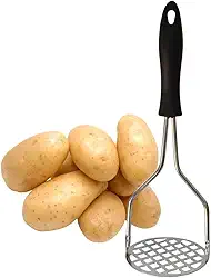 Amassador de Batatas Feijão Legumes em Aço Inox 26cm Espremedor Manual Multiuso Cabo Ergonômico Ideal Para Fazer Purê Amassador Inoxidavel Premium