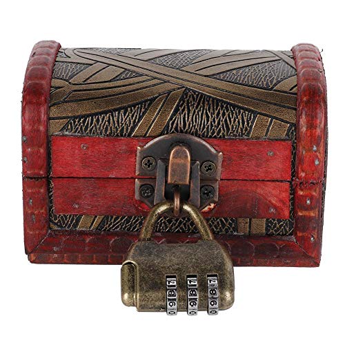 Boîte de rangement d'organisateur de bijoux de style européen vintage en bois de Rotekt avec serrure à code(02)