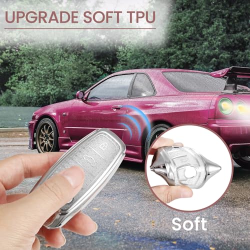 Image of Key Fob Cover for Audi, Rhinestone Wristlet Keychain Case, White