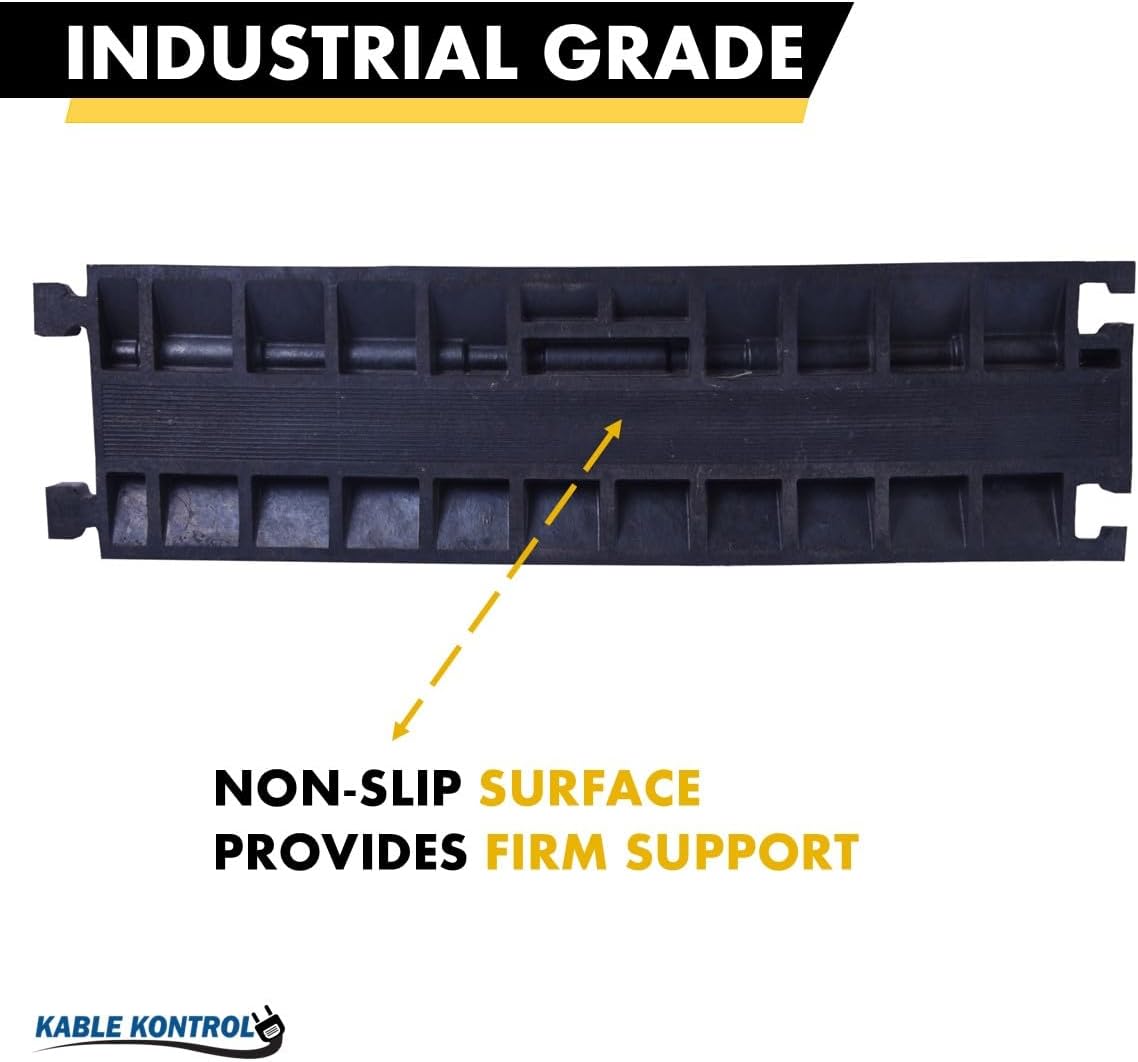 Kable Kontrol Atlas Cable Protector Wire Ramp - 2 Channel - 1 Pc - 39" Long Black & Yellow - 20,000 Lbs Load Capacity - Rubber Speed Bump Wire Protector Cord Cover - CP9972
