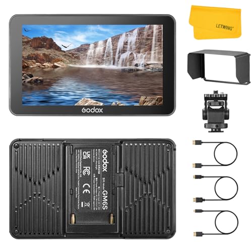 Image of GODOX GM6S 5.5 inch Camera Video Monitor, 4K HDMI IPS Touch Screen | 1920x1080, Ultra Bright Monitor, Input & Output 3D LUT , Type-C, Lithium Battery, DC Powered, On Camera Monitor with Sunshade