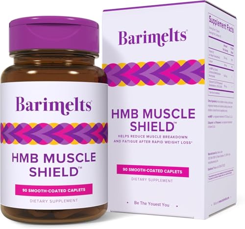 Barimelts HMB Muscle Shield for GLP-1 Users and Bariatric Patients - HMB Supplements with Vitamin D3 & Ubiquisome Phytosome Supports Muscle Recovery - 90 Smooth-Coated Caplets