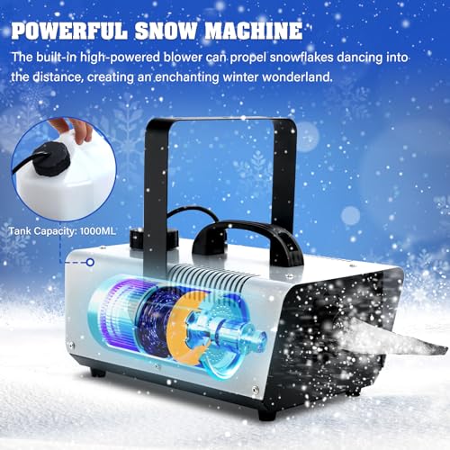 tcfundy snow machine 600w snow making machine snowflake maker for christmas wedding kids party stage effect with remote control