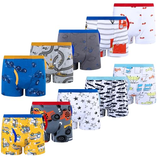 Reviews de Trunks Niño que Puedes Comprar On-line. 46 BIG ELEPHANT - Calzoncillos tipo calzones para niños, 100 % algodón, estampado de dinosaurio, suave y transpirable, tallas 3 a 10 años, amarillo, (Yellow Car), 4 Años