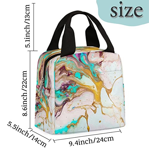 Abstract Liquid Marble Insulated Lunch Bag Women Reusable Lunch Tote Bag For Men Adult Leakproof Cooler Lunch Box For Work Office Picnic Travel #TOP6