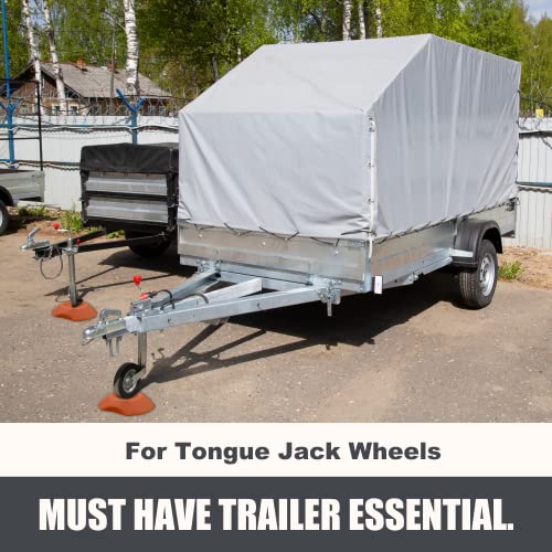 SecurityMan Trailer Wheel Dock Chock - Prevents Jack from Sinking into Mud, Dirt, Grass, Etc. - Supports 4400lbs with Easy to Position Rope Handle - Trailer Tongue Jack Wheel Chock - Orange