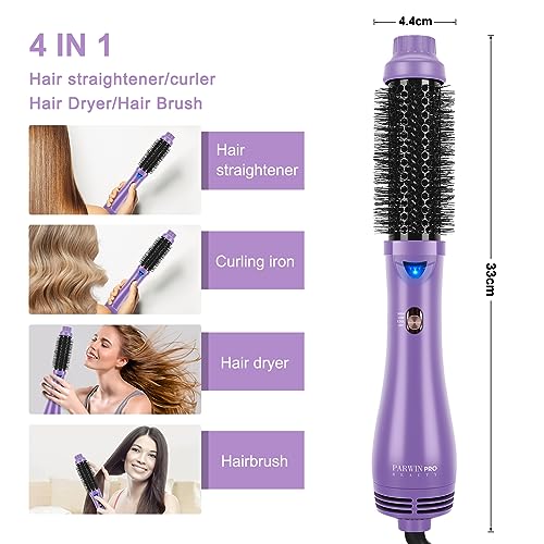 One-Step Hair Dryer Brush, PARWIN PRO BEAUTY Blow Dry Hair Brush, 4 in 1 Hot Brushes for Hair Styling, Drying, Volumizing, Straighten, Negative Ion Care Hot Air Brush, 1000W, Purple - Image 3