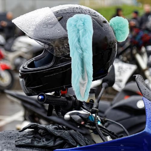 Orejas de casco de peluche azul accesorio divertido para paseos en bicicleta 4