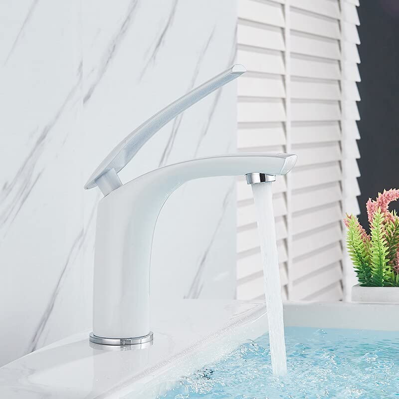 Mitigeur robinet d'évier de bain en laiton noir et blanc durable