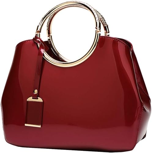 Rullar Bolso elegante de las mujeres y bolso de la manija superior del bolso de la manija de la bolsa de cuero de patente de la totalizador del