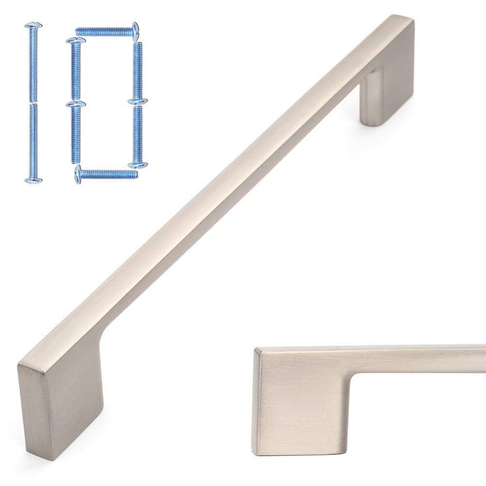 KOOFIZO 10 Pack 6-1/4 Inch Brushed Nickel Kitchen Cabinet Pulls Stain Nickel Cabinet Handles Silver Cabinet Hardware for Kitchen Cabinets Drawer P01