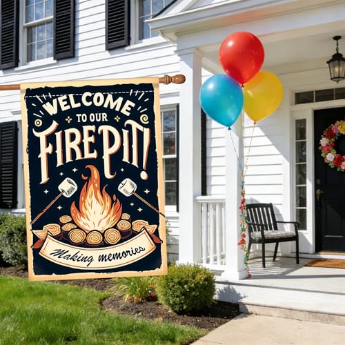Image of Nuxovilar Camping Flag Fire Pit Garden Flag 28x40 Inches Polyester
