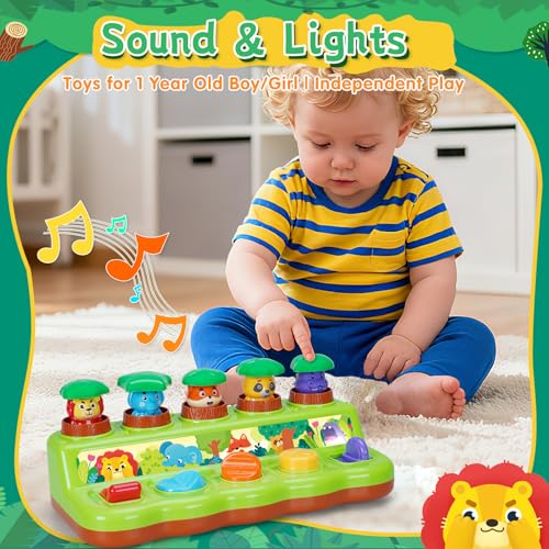 Image of FS Pop Up Toy for Baby 6-12 Months, Cause and Effect Toys for 1 Year Old, Early Learning Educational Pop Up Baby Toy for Boys and Girls 1st Birthday Gift