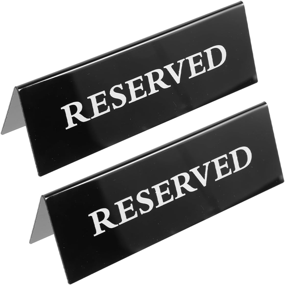 POPETPOP 2pcs Acrylic V Shaped Table Reserved Signs 20x7cm Black Base White Lettering Reusable Multi-function Restaurant and Hotel Tabletop Reservation Display
