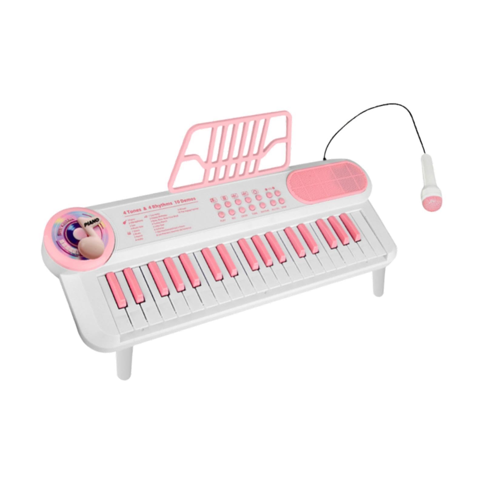 Piano Keyboard Kinderpiano Elektronisch mit 37 Tasten Und Mikrofon Musikspielzeug für Lernerfahrungen für Kreative Aktivitäten Familieninteraktion Ges , Weiß