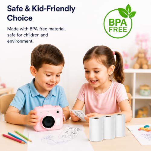 Image of GLUN Pack of 5 Mini Thermal Paper Rolls 57 mm x 5 meters, Non-Adhesive White Printing Paper for Kids Instant Camera, Portable Photo Printer & POS Billing