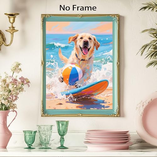 Image of Frimeeme Dog on The Beach Canvas Wall Art, 8x10, Set of 6