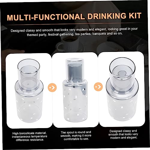 Kit con taza y tetera de vidrio 250 ml gris claro miniatura 2