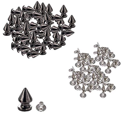 WedDecor Plastic Tree Style Cone Studs with Base Pin Rivet Decorative Accessory for Handbags, Leathercraft, DIY Crafts & Projects, Clothing, Punk & Goth Accessories (8mm x 13mm, Gunmetal, 100pcs)