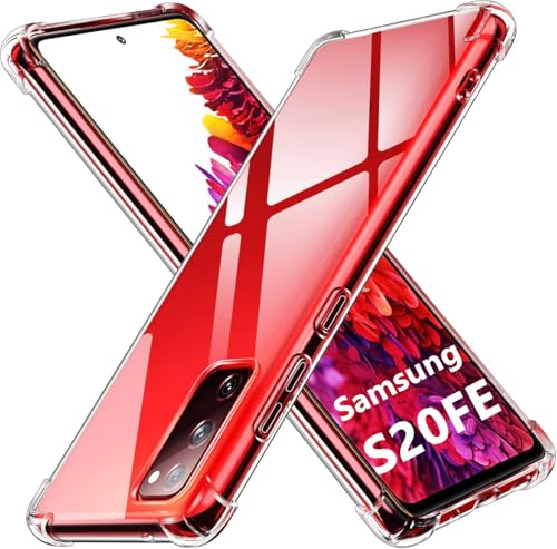 Image of Lustree Back Cover Transparent Case Compatible with Samsung Galaxy S20 FE | Clear + TPU Case with 4 Corner Air Cushion Protection & Camera Protection | Slim& Stylus Cover