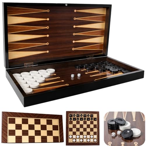 Juego de Mesa Backgammon y Damas 2 en 1 Madera 19 pulgadas