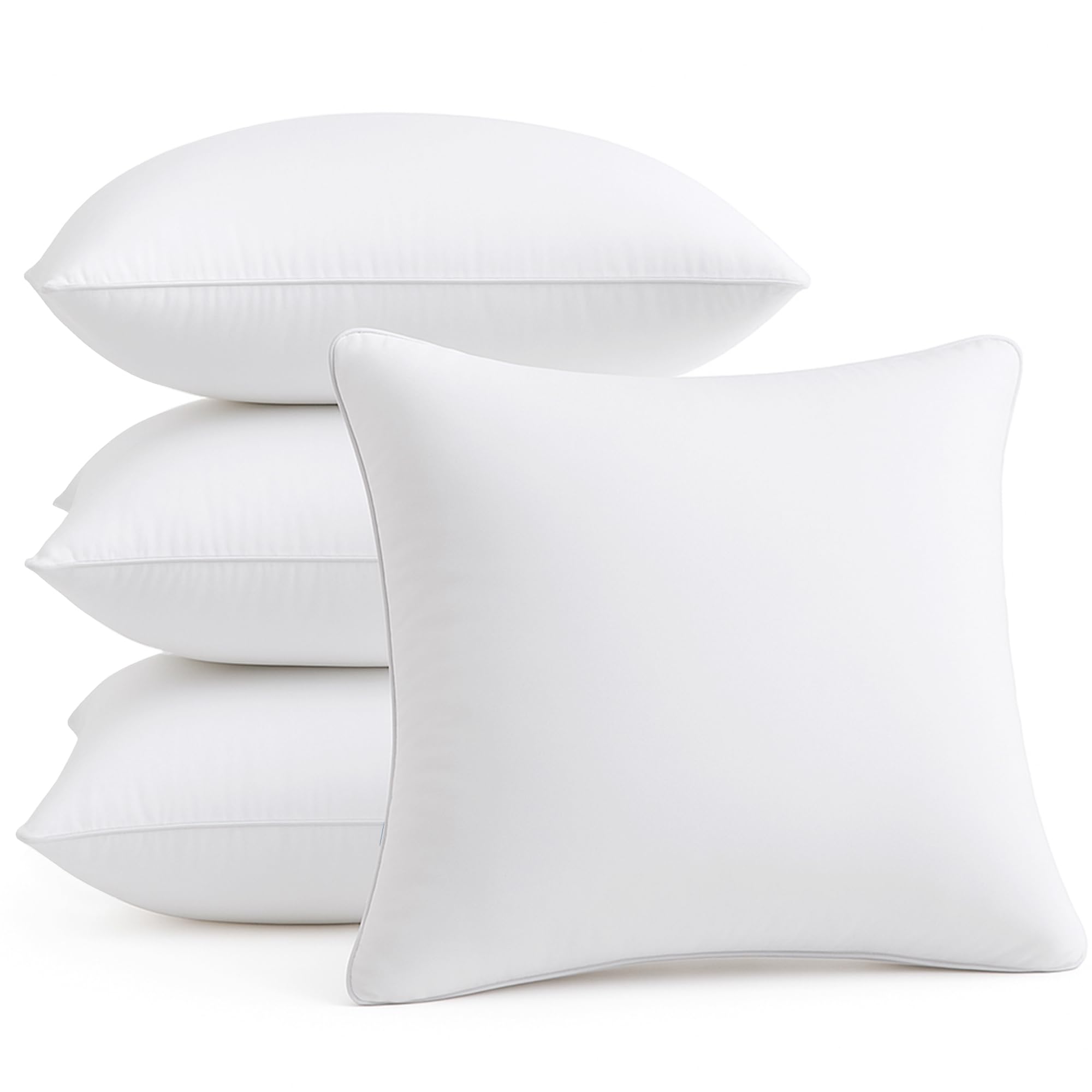 FAVRIQ 18 x 18 Pillow Inserts - Firm and Fluffy Decorative Square Sofa Throw Pillow with 100% Cotton Cover - Down Alternative Pack of 4