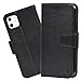 Arae Case for iPhone 11 Wallet Case Cover with Card Holder PU Leather with Wrist Strap and [4-Slots] ID&Credit Cards Pocket for iPhone 11 6.1 inch - Black