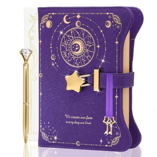 Diary with Lock and Keys for Girls and Women, Lock Diary for Gift Ideas with Gift Box and Pen and Bookmark, Journal for Women with 360 Kraft Pages, B6 Refillable Notebook with Lock for Writing (Deep Royal Purple)