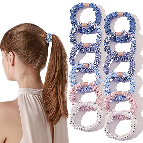 Image of Hair Ties Scrunchies - Small Mini Scrunchy for Women Thick Hair Accessories Cute Soft No Slip Hair Elastics Ponytail Holder for Curly Hair No Damage Hairties Gift for Girls