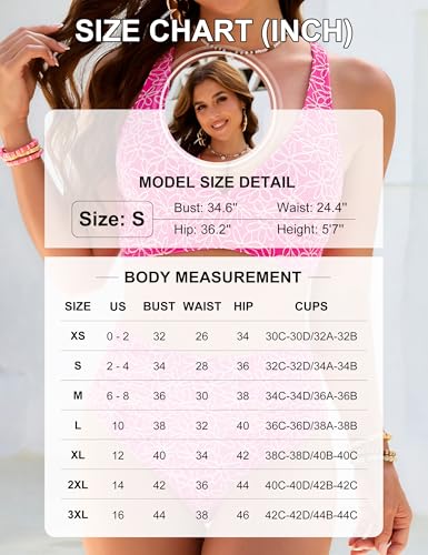 Image of Blooming Jelly Womens 2 Piece High Waisted Bikini Tummy Control Curvy Supportive Swimsuit Flattering Slimming Swimwear (XL, Army Green)