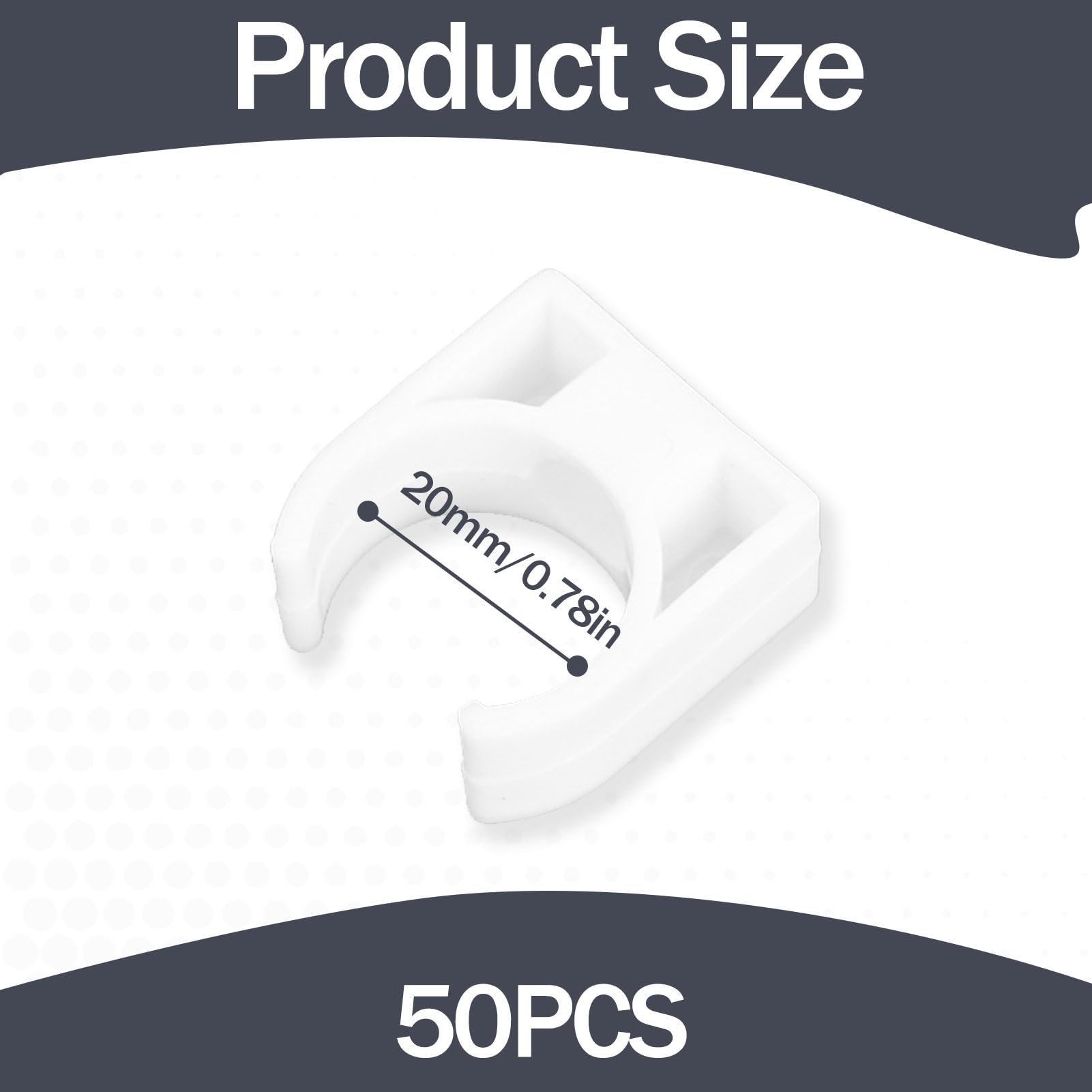 50 pezzi 20 mm tubo clip set,supporto a U per tubo in PPR,tubo Irl 20 mm,clip per tubo di fissaggio per tubi dell'acqua, gas, plastica, tubo clip per officine, cantieri (grigio)