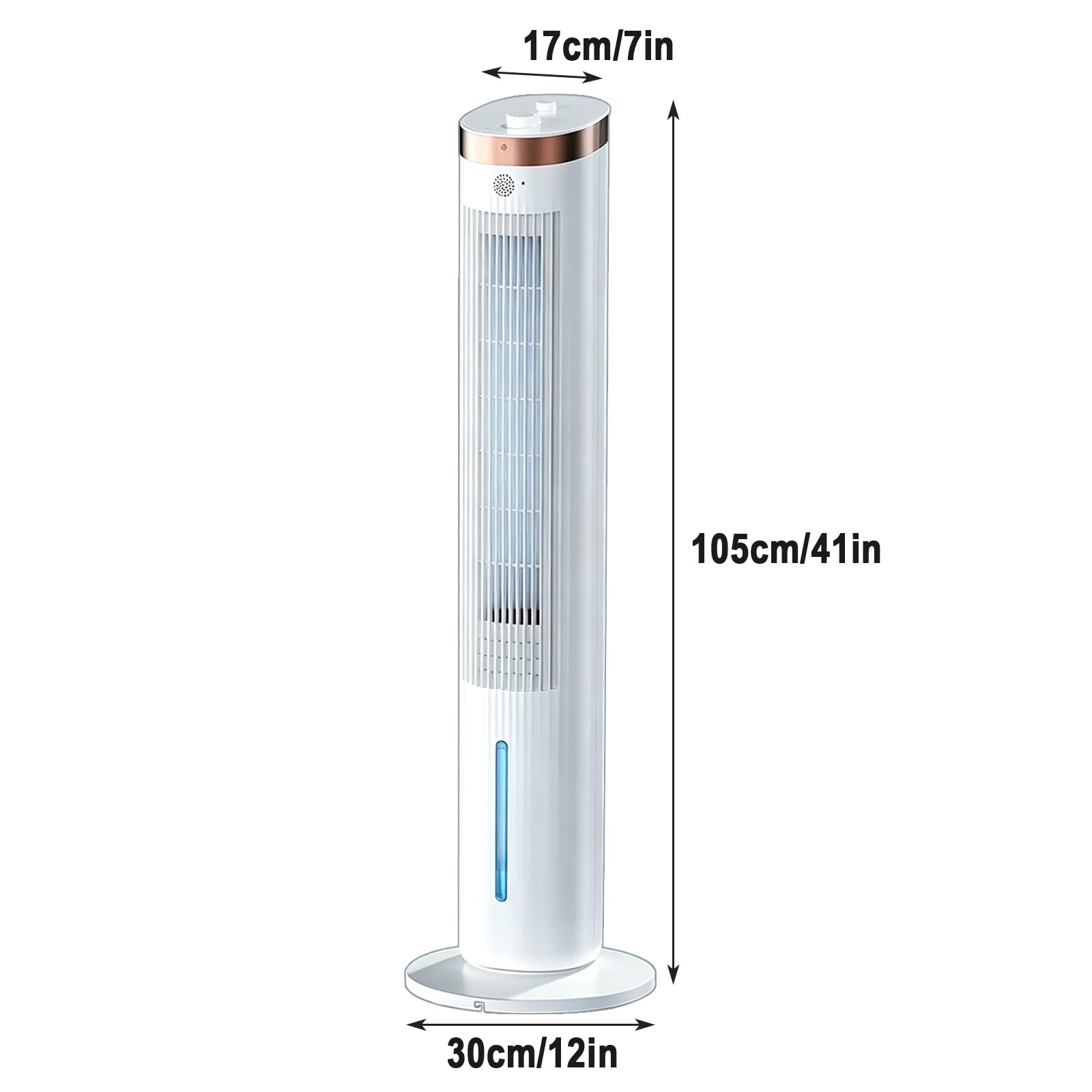 Ventiladores de Torre, 60W Ventilador Columna Refrigerante, Oscilación 70° | Ventilador de Pie Torre, Altura 106cm, 3 Velocidades, Enfriamiento con Cristales de Hielo, para Dormitorio