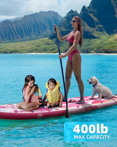 Image of 11'*33 inch /34 inch Inflatable Stand Up Paddle Board for Beginners,400 /420lbs Capacity, Anti-Slip EVA Deck, Includes Adjustable Paddle, Pump, Backpack & SUP Accessories for Surfing, Fishing, Yoga & More