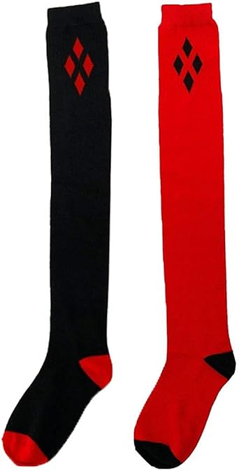 Monique Women Extra Long Over the Knee Cotton Spring Fall Winter Soft Warm High Boot Stockings, 1 Pair Black + Red, One Size