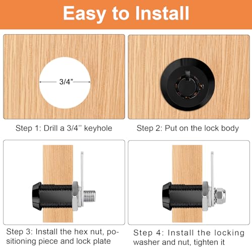Image of RV Storage Door Lock Cams Lock with Key, 8pcs 1 Inch RV Compartment Locks keyed Alike for Toolbox, Camper, Trailer, Vending Machine Replacement Set with 16 Keys(8, Black 1 Inch)