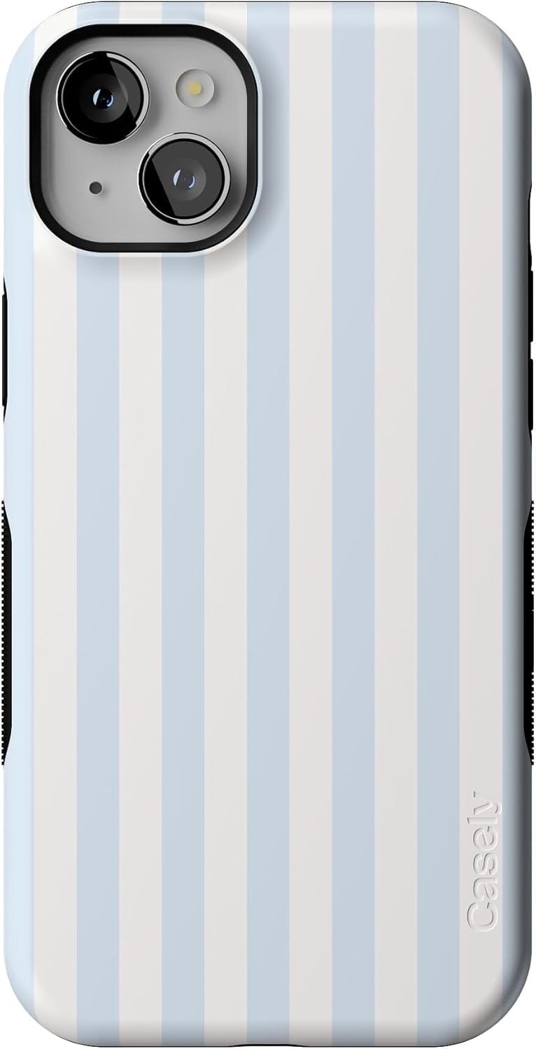 Casely iPhone 15 Case | Blue Stripes | Sunday Best | Compatible with MagSafe | Bold Protective Design