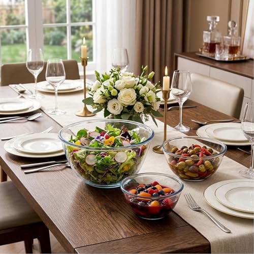 Set de 3 tazones de vidrio con tapas de 4.75QT, 2.85QT y 1.1QT miniatura 4