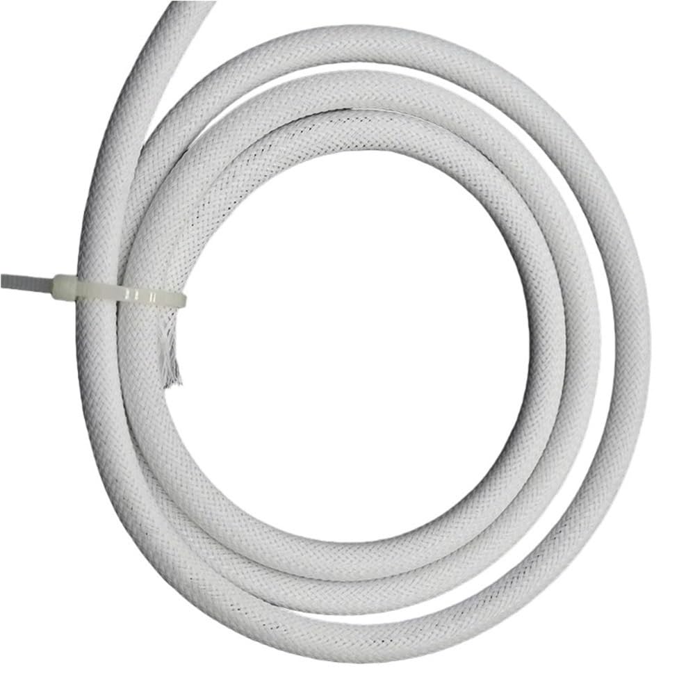 LOMNCHSG Wire Insulation Braid Fire Sleeve, Braided Soft Fiberglass Wire Sleeving Flexible Cable Sheathing 600 Degree Multicolor Sizes(WHITE,7MM*2M)