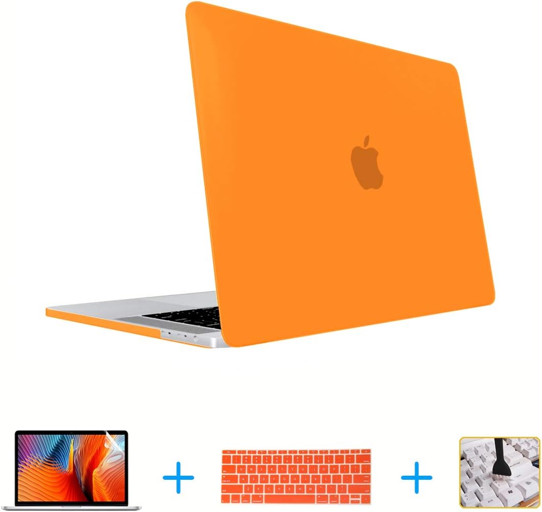 MacBook Case 15" Pro Hard Shell Cover, Keyboard Cover, Screen Protector Smooth Matted ONLY for MacBook Pro 15 Inch 2019 2018 2017 2016 Release Model A1990/A1707 Touch Bar Version (Orange)