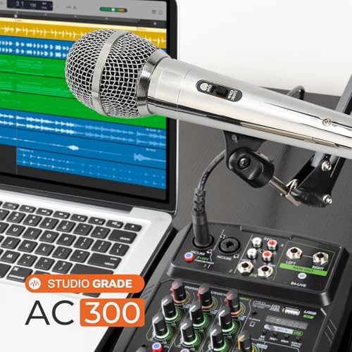 E I F E R Microfone dinâmico profissional com fio com vocais claros – prata, cabo de 3 m, versátil p