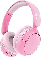 MIDOLA Active Noise Cancelling Kids Headphones Bluetooth 5.4, 74/85/94dB Volume Limit, 68H Battery, Foldable Pink Over-Ear for Toddlers