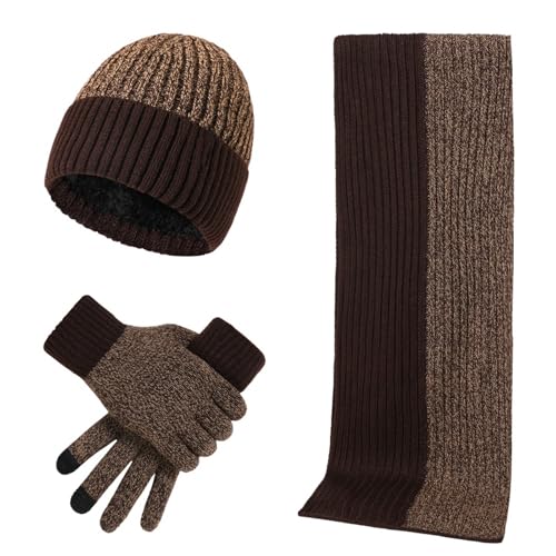 Bonnet écharpe gants chaud épais hiver pour femme et homme tricoté coupe-vent