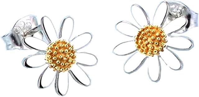 MixiuEuro Women Girls Daisy Stud Earrings, 925 Sterling Silver Gold Plated Juhua Daisy Flower Stud Earrings Jewellery Gift For Girls Child