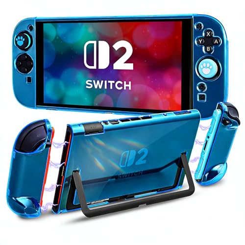 DLseego Coque de Protection pour Switch 2,Dockable Cristal Transparent Coque Dure en PC Split Design Housse de Protection avec 2 Cover pour Les Poignées et 4PCS...